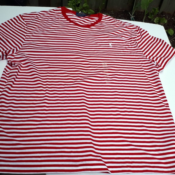 Ralph Lauren Polo Stripped Tee RedWhite NWT L/M - Picture 8 of 8
